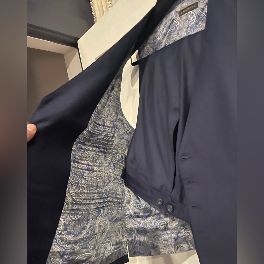 Custom three piece suit from J. Hilburn